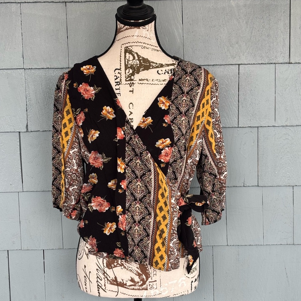 Blue Rain Wrap Blouse